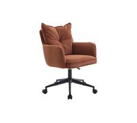 Chaise de bureau - Velours côtelé - Terracotta et noir - Hauteur réglable - BATARU de