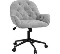 Vinsetto Chaise de Bureau, Fauteuil de Bureau en Aspect Velours, siège pivotant à 360°, réglable en Hauteur, Dossier Arrondi Chaise Ergonomique Charge 120 kg pour Chambre, Salon, Gris Clair