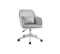 HOMCOM Chaise de Bureau Velours Fauteuil Bureau massant Coussin Lombaire intégré Hauteur réglable pivotante 360° Gris Clair