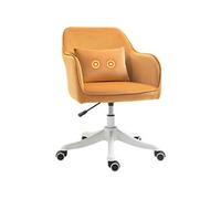 HOMCOM Chaise de Bureau Velours Fauteuil Bureau massant Coussin Lombaire intégré Hauteur réglable pivotante 360° Jaune