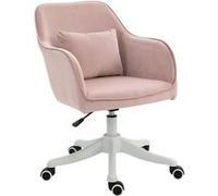 Chaise de bureau velours fauteuil bureau massant coussin lombaire intégré hauteur réglable pivotante 360° rose poudré Rose G
