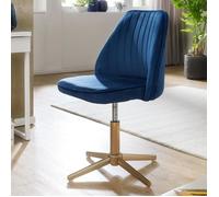 Chaise De Bureau Velours FineBuy - Bleu - Pivotant - 80-100 cm - Chaise Coquille