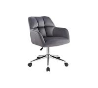 Chaise de bureau - Velours - Gris - Hauteur réglable - PEGA