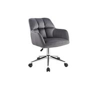 Chaise de bureau - Velours - Gris - Hauteur réglable - PEGA de