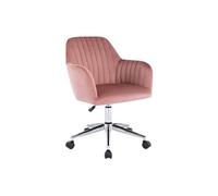 Chaise de bureau - Velours - Rose et argenté - Hauteur réglable - ELEANA