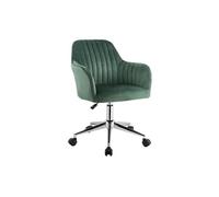 Chaise de bureau - Velours - Vert - Hauteur réglable - ELEANA Vert émeraude