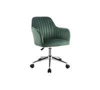 Chaise de bureau - Velours - Vert et argenté - Hauteur réglable - ELEANA