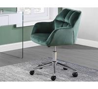 Chaise de bureau - Velours - Vert - Hauteur réglable - PEGA