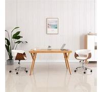 Chaise de bureau vidaxl interieur non pliable H. 66 cm en bois blanc Blanc G