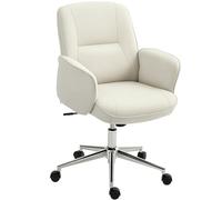 Chaise de Bureau Vinsetto avec Fonction Bascule Chaise de Bureau réglable en Hauteur Chaise pivotante Chaise de Travail Ergonomique Moderne Charge maximale 120 kg Microfibre Blanc crème 67 x 69 x