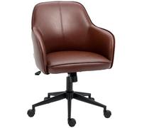 Chaise de bureau Vinsetto avec fonction bascule, roulettes, chaise de bureau en similicuir, hauteur réglable de 83 à 91 cm Chaise pivotante pour le salon, supporte jusqu'à 120 kg, marron
