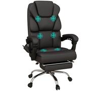 Chaise de Bureau Vinsetto avec Fonction de Massage, Chaise de Bureau Ergonomique avec Fonction de Couchage, Repose-Pieds, réglable en Hauteur Fauteuil de Direction avec 8 Modes, Marron