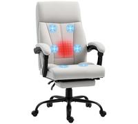 Chaise de Bureau Vinsetto avec Fonction de Massage, Chaise de Bureau Ergonomique avec Fonction de Couchage, Chauffage Lombaire, réglable en Hauteur Chaise d'ordinateur avec Repose-Pieds, Fonction de