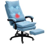 Chaise de bureau Vinsetto avec fonction massage, chaise de bureau ergonomique avec fonction couchage & rotation, réglable en hauteur chaise d'ordinateur avec repose-pieds, télécommande et minuterie,