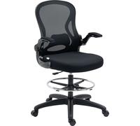 Chaise de bureau Vinsetto, chaise à dessin ergonomique avec repose-pieds réglable, chaise pivotante, 102-122 cm Chaise de travail à hauteur réglable avec roulettes et soutien lombaire, noir