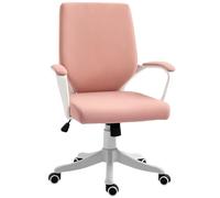 Chaise de bureau Vinsetto Chaise de bureau Chaise de bureau à domicile avec fonction bascule Dossier réglable en hauteur épais rembourré ergonomique 360° roues pivotantes Polyester Nylon PP Rose+Blanc