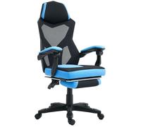 Chaise de bureau - Vinsetto - hauteur réglable - dossier roulettes repose-pied - tissu en maille - 58 x 63 x 112-122 cm - bleu noir