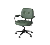Chaise de Bureau Vintage Verte pour Ordinateur et Gaming - Cuir synthétique avec accoudoirs et Dossier - Siège de Bureau Ergonomique pivotant pour études à Domicile ou Maquillage