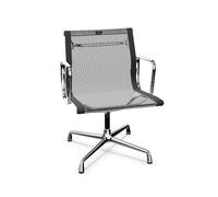 Chaise de Bureau Vitra en Aluminium EA 107, Revêtement Netweave Gris Foncé/ Chrome