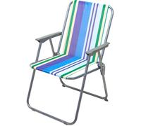 Chaise de camping à rayures, bleue