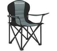 Chaise de Camping, avec Assise Confortable en Éponge, Pliable, Porte-gobelet, Structure Solide, Charge Max. de 250 kg, Vert et Noir