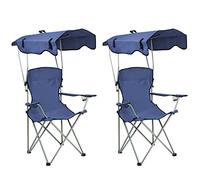 Chaise de Camping avec Auvent D'ombrage,Porte-gobelet et Sacs de Transport,Chaise Pliante Portable avec Pare-soleil,Chaises de Pêche,Chaise pour Pique-Nique,Jardin,Plage,Sports de Plein (Bleu-2P)