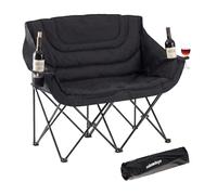 Relaxdays Chaise de camping double pliante - sac de transport, porte-boissons, 272 kg, noir