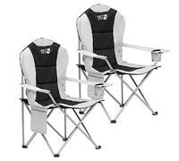 Chaise de Camping Get Fit Premium - Chaise Pliante rembourrée épaisse pour Adultes avec Poche pour Magazines, Porte-gobelet et Sac de Transport - Légère 3 kg (Capacité 130 kg)