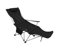 Chaise de Camping Inclinable Pliante Portative avec Repose-Pieds Amovible pour la Sieste de Plage en Plein Air, Tissu Oxford 900D (Black)