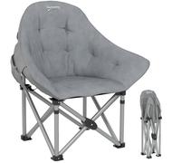 Chaise de camping - Outsunny - pliante portable et légère - siège rembourré, poches latérales et sac de transport - gris foncé