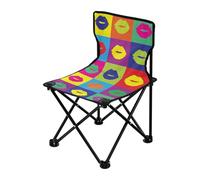 Chaise de camping pliable à carreaux couleur baiser - Chaise de randonnée légère - Sac de transport inclus - Chaise portable pour faire la queue pour la randonnée et les voyages