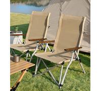 Chaise de camping pliable avec dossier haut réglable en 4 étapes pour adultes, événements sportifs, concert, plage (taille : 2 pièces, couleur : kaki)