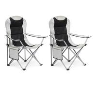 Chaise de Camping Pliable avec Porte-Gobelet et Poche de Côté , Portable pour Plage, Voyage, Pêche, Barbecue, Gris Claire,Lot de 2