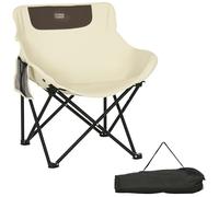 Chaise de camping pliable avec sac de transport et pochette de rangement acier oxford beige 61x54x66cm Beige