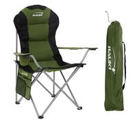 Chaise de Camping Pliable Hauki, Kaki, Extra Large, Chaise Longue Rembourrée, Dossier Haut, Portable, jusqu'à 150kg, Idéal pour Extérieur, Jardin, Camping, Pêche