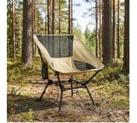 Chaise de camping Pliant Réglable, avec 2 Poches, pour Voyage, Supporte 150 kg, Marron