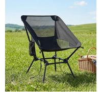 Chaise de camping Pliant Réglable, avec 2 Poches, pour Voyage, Supporte 150 kg, Noir