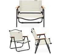Chaise de camping pliante - Cadre en acier - Accoudoirs en bois - Polyester 600D - 2,3 kg - 110 kg max