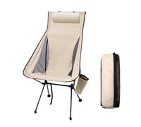 Chaise de camping pliante en alliage d'aluminium avec appui-tête | Léger for la pêche et une utilisation touristique en extérieur(Beige)