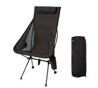 Chaise de camping pliante légère, portable à dossier haut avec appui-tête et poche latérale, robuste et stable pour le camping en plein air, la randonnée, la plage