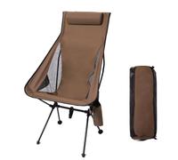 Chaise de camping pliante légère, portable à dossier haut avec appui-tête et poche latérale, robuste et stable pour le camping en plein air, la randonnée, la plage
