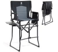 Chaise de camping pliante portable avec table d'appoint, chaise de directeur à dossier haut pour événements en plein air, supporte 160 kg
