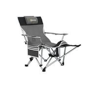 Chaise de camping pliante - repose-pied amovible, rangements - sac transport - gris Gris G