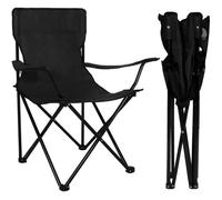 Chaise de camping pliante - Springos - Noir - Polyester 600D - Acier - Charge 100 kg