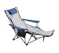 Chaise de Camping Pliante-VEVOR-Chaise Longue Inclinable Portable-avec Repose-pieds-Coussin Moelleux-Charge 100 kg-Bleu