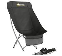 Chaise de camping portable Outsunny pour adultes, chaise pliante robuste avec poche latérale et sac de transport, siège de camping d'extérieur pour la pêche, la terrasse ou le balcon, noir