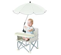 Chaise de camping pour bébé, chaise de salle à manger pliante avec parasols, chaise haute de camping pliante pour bébé, siège rehausseur avec plateau amovible pour bébé, chaise de plage pour bébé de 3