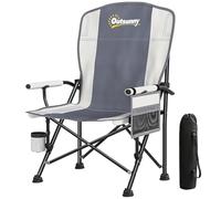 Chaise de camping rembourrée Outsunny pour adultes, chaise de camping pliante portable avec poches latérales, porte-gobelets et sac de transport, siège d'extérieur pour le jardin, la pêche et le