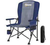 Chaise de camping rembourrée Outsunny pour adultes, chaise de camping pliante portable avec poches latérales, porte-gobelets et sac de transport, siège d'extérieur pour le jardin, la pêche et le