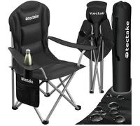 Chaise de camping - TECTAKE - Fauteuil MTX rembourré, pliable et déperlant avec sac inclus, 88,5 x 55 x 103 cm - Noir